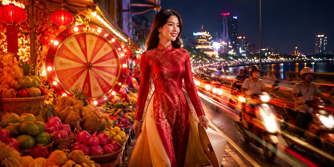 Không khí chợ đêm Mekong với chủ đề giải trí và quay thưởng